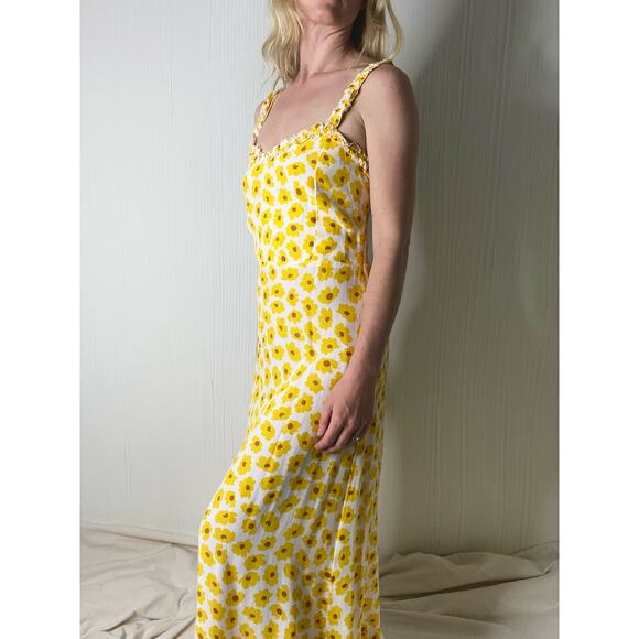 FAITHFULL THE BRAND Noemie Marigold Constance Floral Midi Dress US 4 - Picture 4 of 14